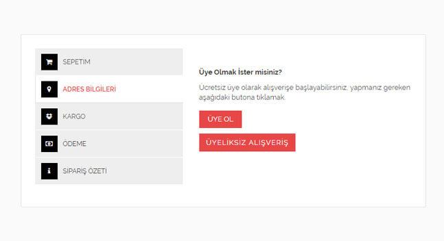 Üye Olmadan Alışveriş Seçeneği